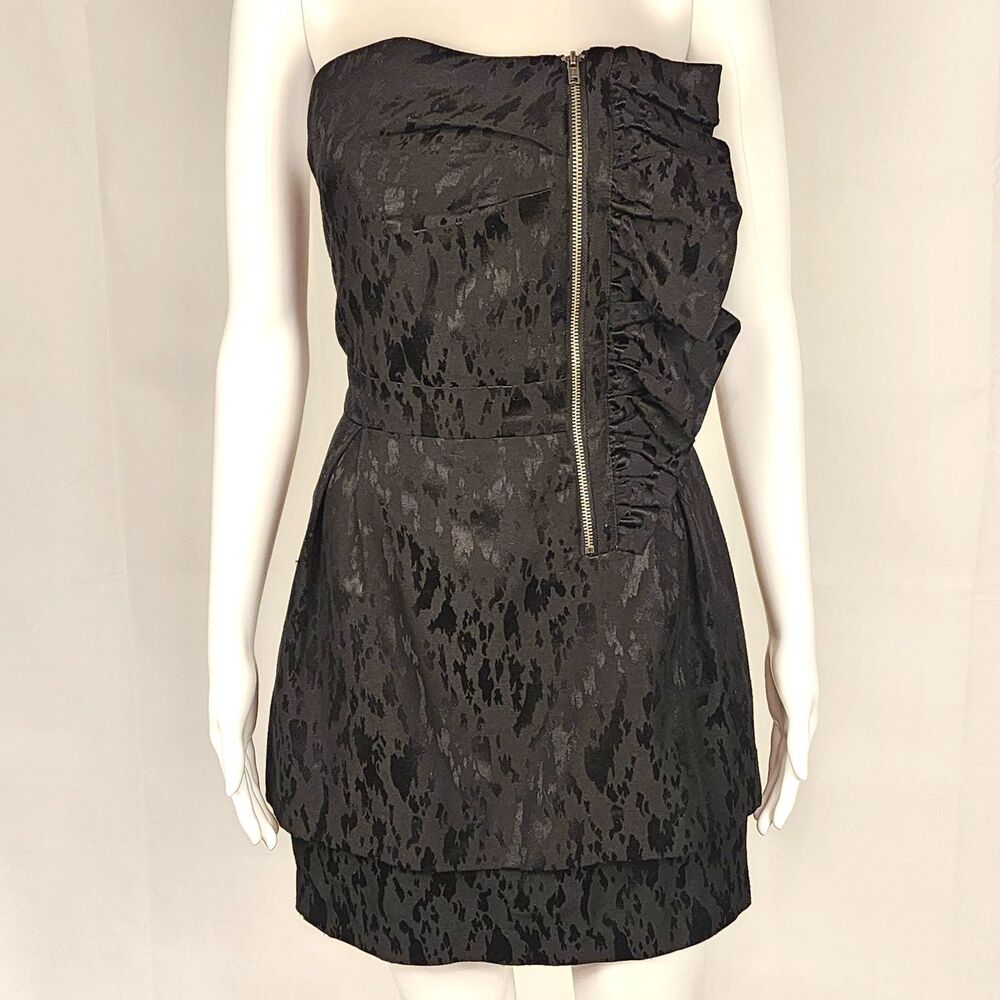 BCBG BCBGeneration Y2K Strapless Zipper Side Ruffle Cocktail Mini Dress Size 8